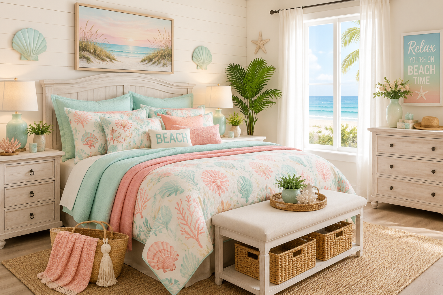 Pastel Beach Theme Guest Room Ideas
