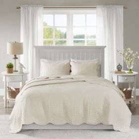 Madison Park Tuscany 3-Piece Reversible Scalloped Quilt Set – Cream King/Cal King