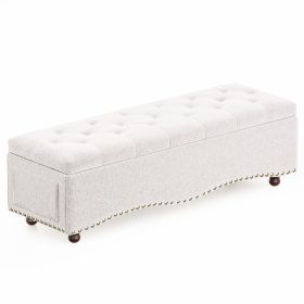 Linen Upholstered Storage Bench