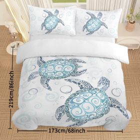 Premium 1800 ultra-soft brushed microfiber duvet cover made from ultra-soft double brushed microfiber - turtles on white