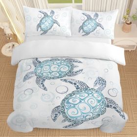 Premium 1800 ultra-soft brushed microfiber duvet cover made from ultra-soft double brushed microfiber -- turtles on white