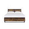 King Size Industrial Slatted Headboard Platform Bed Frame with 6 Storage Drawers
