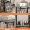 Heavy Duty Black Grey Freestanding Garment Rack Closet Wardrobe with 3 Drawers