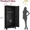 Black Metal Multifunctional Storage Armoire Wardrobe Closet