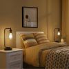 Set of 2 - Farmhouse Dimmable Bedside Touch Table Lamp Black Desk Light with USB Charging Ports