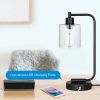 Set of 2 - Farmhouse Dimmable Bedside Touch Table Lamp Black Desk Light with USB Charging Ports