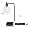 Set of 2 - Farmhouse Dimmable Bedside Touch Table Lamp Black Desk Light with USB Charging Ports