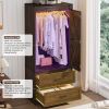 Espresso Brown Wood Farmhouse Armoire Wardrobe Closet with Sliding Barn Doors