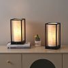 Set of 2 - Modern Japanese Style USB Table Touch Lamp with Beige Linen Shade
