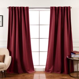 52 x 102 inch Solid Burgundy Red Thermal Blackout Curtain Panels - Set of 2