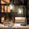 Set of 2 - Modern Stylish Dimmable Black Metal Arch USB Table Lamp with LED Bulbs