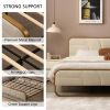 Full size Beige Upholstered Headboard Footboard Platform Bed with Gold Metal Frame