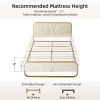 Full size Beige Upholstered Headboard Footboard Platform Bed with Gold Metal Frame