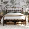 Full size Vintage Bronze Metal Platform Bed Frame with Headboard and Footboard