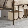 Full size Vintage Bronze Metal Platform Bed Frame with Headboard and Footboard