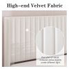 Full size White Velvet Upholstered Platform Bed Frame with Wingback Headboard
