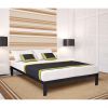 Full Black Metal Platform Bed with Wooden Slats