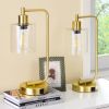 Set of 2 - Gold Farmhouse Bedside Table Touch Lamp Desk Light with USB Charging Ports