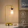 Set of 2 - Gold Farmhouse Bedside Table Touch Lamp Desk Light with USB Charging Ports