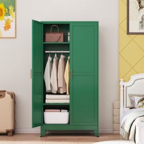Green Metal Multifunctional Storage Armoire Wardrobe Closet