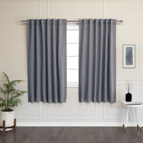 52 x 54 inch Solid Grey Thermal Blackout Curtain Panels - Set of 2
