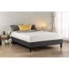 King size Modern Grey Upholstered Padded Platform Bed