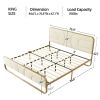 King Beige Upholstered Headboard Footboard Platform Bed with Gold Metal Frame