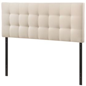 Queen Ivory Button-Tufted Upholstered Headboard