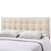 Queen Ivory Button-Tufted Upholstered Headboard
