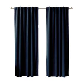 52 x 102 inch Solid Navy Blue Thermal Blackout Curtain Panels - Set of 2