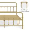 Queen Vintage Antique Gold Metal Platform Bed Frame with Headboard Footboard