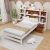 Twin Platform Bed with Bookcase Headboard and 2 Nightstands