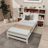 Twin Platform Bed with Bookcase Headboard and 2 Nightstands
