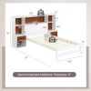 Twin Platform Bed with Bookcase Headboard and 2 Nightstands