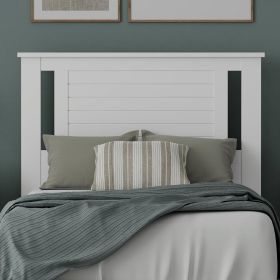 Twin Size Farmhouse Solid Wood Slatted Headboard in White Finish