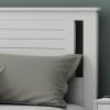 Twin Size Farmhouse Solid Wood Slatted Headboard in White Finish