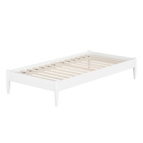 Twin Size Solid Hardwood Victorian Style White Platform Bed