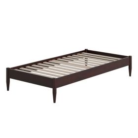 Twin XL Size Solid Hardwood Victorian Style Espresso Platform Bed