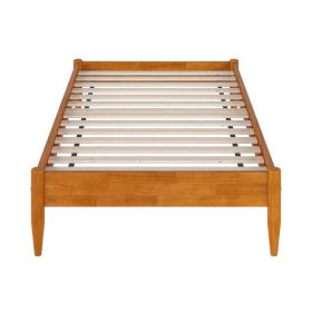 Twin XL size Solid Hardwood Platform Bed Frame in Natural Wood Finish