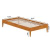 Twin XL size Solid Hardwood Platform Bed Frame in Natural Wood Finish