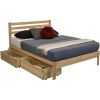 Twin XL size Solid Wood Platform Bed Frame with Slatted Headboard - Made in USA
