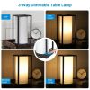 Set of 2 - Japanese Style USB Dimmable Table Touch Lamp with White Linen Shade and LED Bulbs