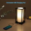 Set of 2 - Japanese Style USB Dimmable Table Touch Lamp with White Linen Shade and LED Bulbs