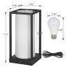 Set of 2 - Japanese Style USB Dimmable Table Touch Lamp with White Linen Shade and LED Bulbs