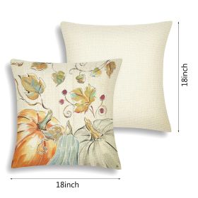 4Pcs Thanksgiving Fall Throw Pillows Cushion Case 18x18in Set Of 4 Pumpkin Watercolor Farmhouse Pillowcase For Thanksgiving Day Harvest Festival Party