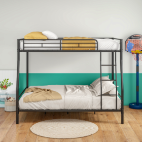 Heavy Duty Metal Bunk Bed Full Over Queen Bunk Bed Frame For Adults, Noise Free Frames, No Boxing Spring Needed