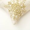 Snowflake Embroidered & Beaded Holiday Decorative Pillow