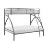 Gray Metal Frame Twin/Full Bunk Bed, Youth Bed, Youth Bedroom Furniture, Easy Assembly