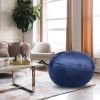 Minky Velvet Bean Bag Chair, Navy-5ft Plush Floor Chair for Kids and Adults w/ Washable Cover, Lounge Chair with Stretchable Fabric