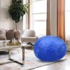 Minky Velvet Bean Bag Chair, Blue-5ft Plush Floor Chair for Kids and Adults w/ Washable Cover, Lounge Chair with Stretchable Fabric